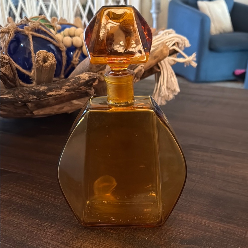 Vintage Amber Glass Decanter or perfume bottle made in Czechoslovakia
